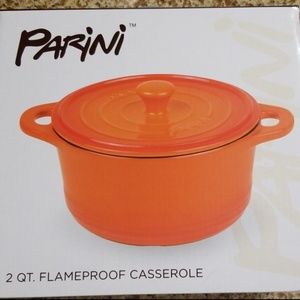 PARINI 2 QT. FLAMEPROOF ORANGE CASSEROLE